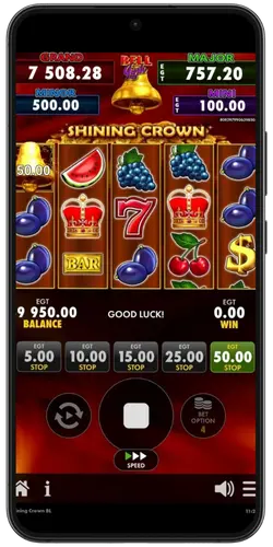 Shining Crown reels spinning during free play