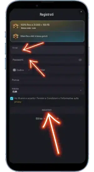 Registrati al casinò per giocare alla slot Shining Crown