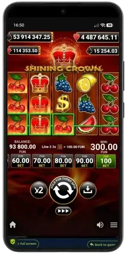 Shining Crown Gewinn mit Kirsche und Krone