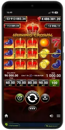 Gewinn mit ausgedehnter Krone Wild in Shining Crown