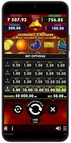Impostazione della puntata nella slot Shining Crown