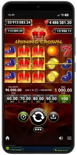 Wygrana z rozciągniętym Crown Wild w Shining Crown