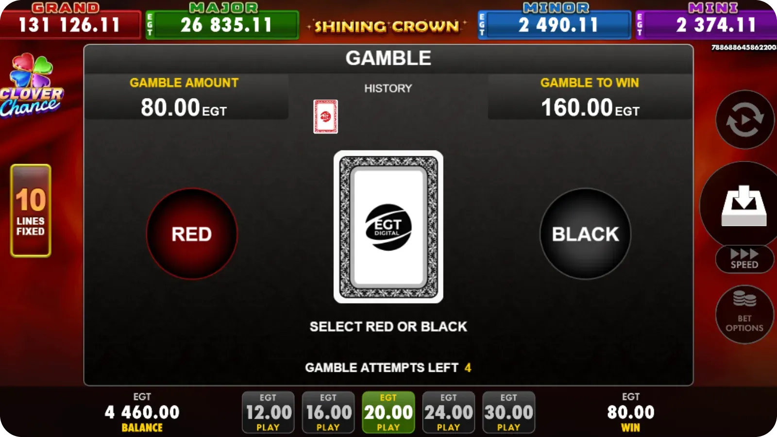 Funkcja Gamble w grze Shining Crown